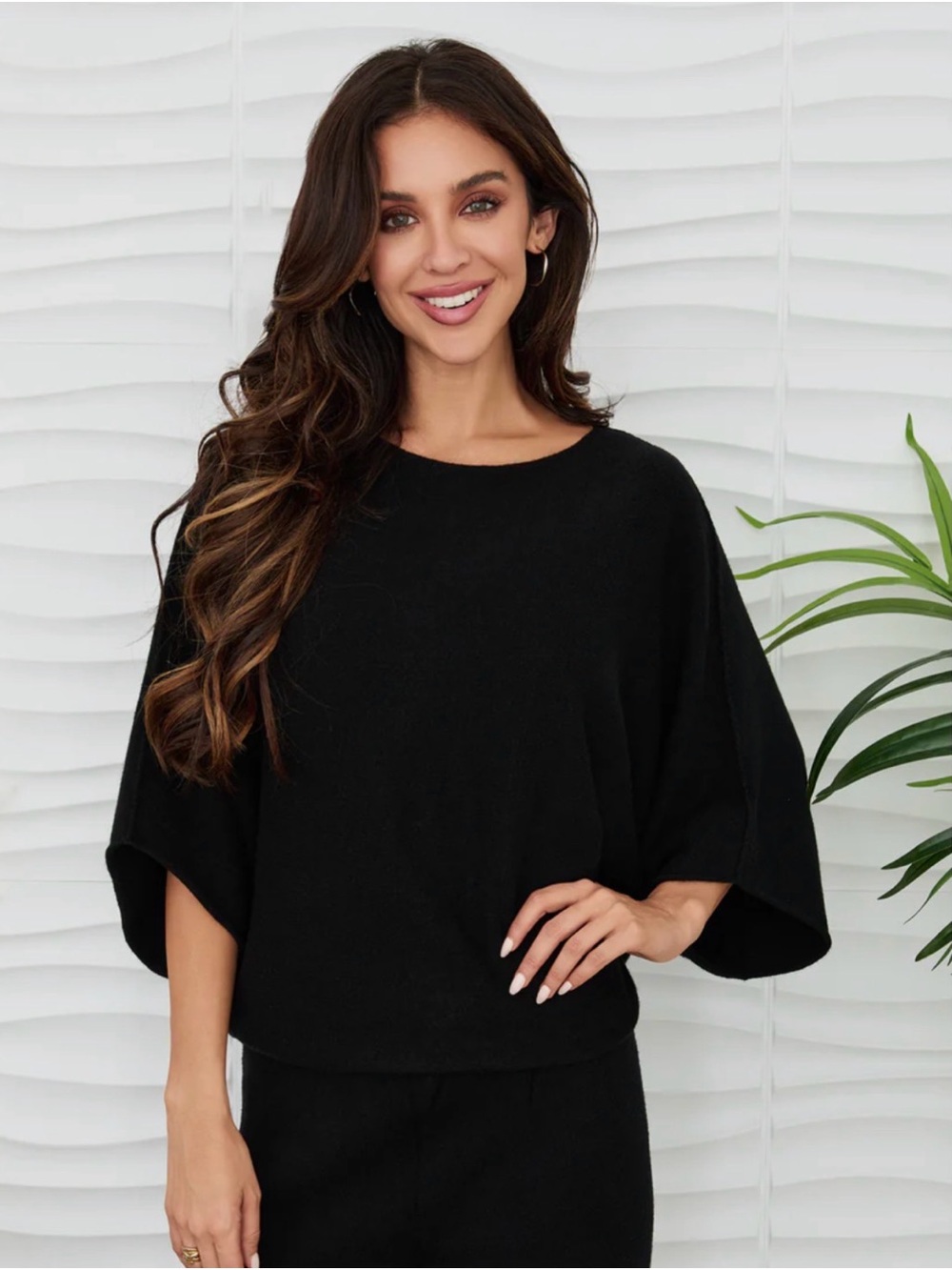 Black Women's batwing Sleeve Sweater